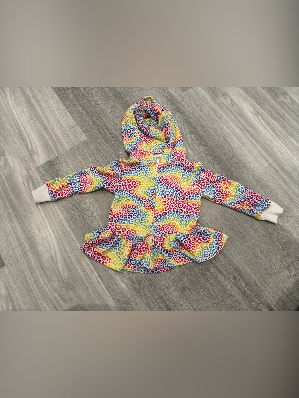 Posh Peanut Lisa Frank Rainbow Leopard Zip Hoodie